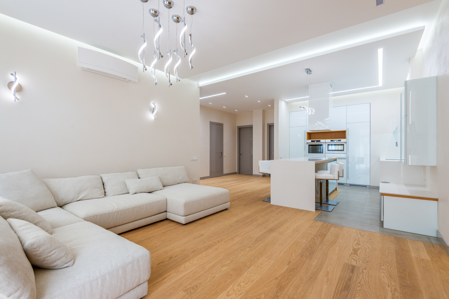 Interior of luxury apartment in minimalistic style